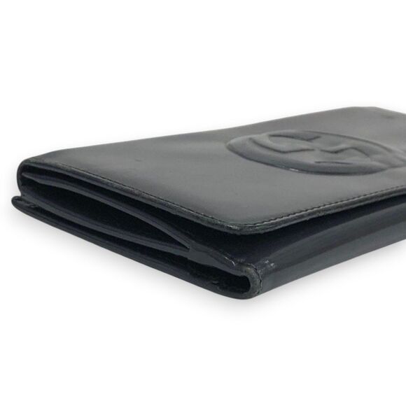 Gucci (Authentic) Vintage Y2K Soho GG Black Patent Leather Long Wallet VGUC - Picture 3 of 11